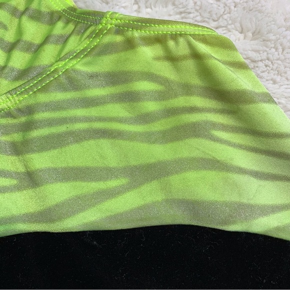 GK Elite Girl's Gymnastic Dance Leotard Black Green Neon Zebra Print Size AM - Picture 11 of 14